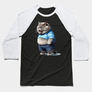 Funny Chubby Cat, Fat Angry cat Baseball T-Shirt